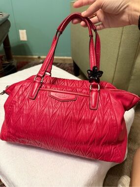 Coach Madison Gathered Red Leather Satchel